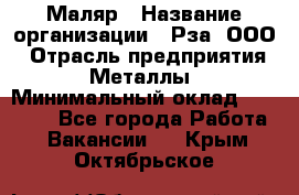 Маляр › Название организации ­ Рза, ООО › Отрасль предприятия ­ Металлы › Минимальный оклад ­ 40 000 - Все города Работа » Вакансии   . Крым,Октябрьское